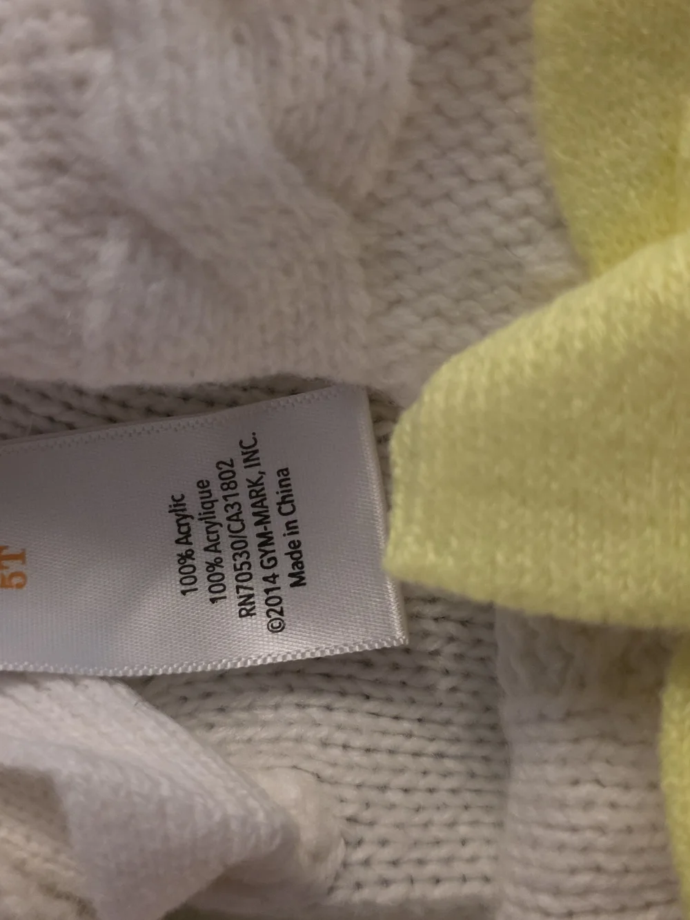 GymboreeCream Cable Knit Sweater with Yellow Trim